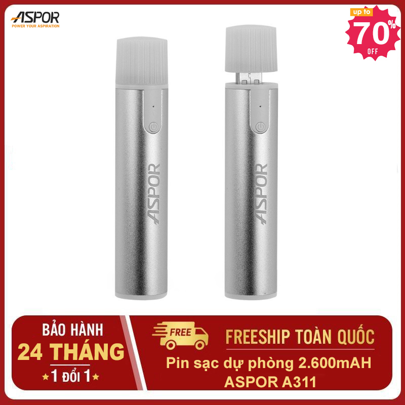 Tặng cáp sạc micro usb mini, pin sạc dự phòng đa năng mini 2.600mah, sạc dự phòng Aspor A311, pin sạc dự phòng chính hãng, sạc pin dự phòng bỏ vệ điện thoại, hàng chính hãng