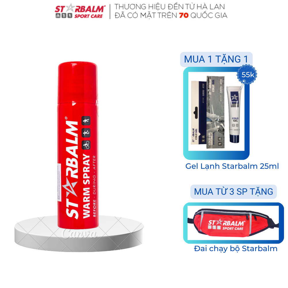 Chai Xịt Nóng STARBALM 150ml Warm Spray Ấm Nóng Cơ, Tăng Sức Bền Cho Cơ Bắp, Hạn Chế Đuối Cơ, Chuột Rút, Căng Cơ