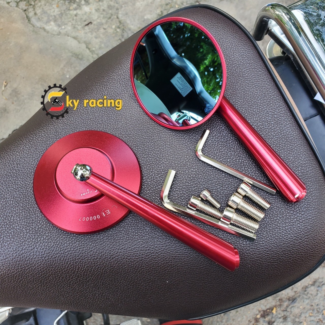 (KR) Gương, kiếng chiếu hậu RIZOMA TRÒN chống chói kiểu tròn lắp cho mọi dòng xe