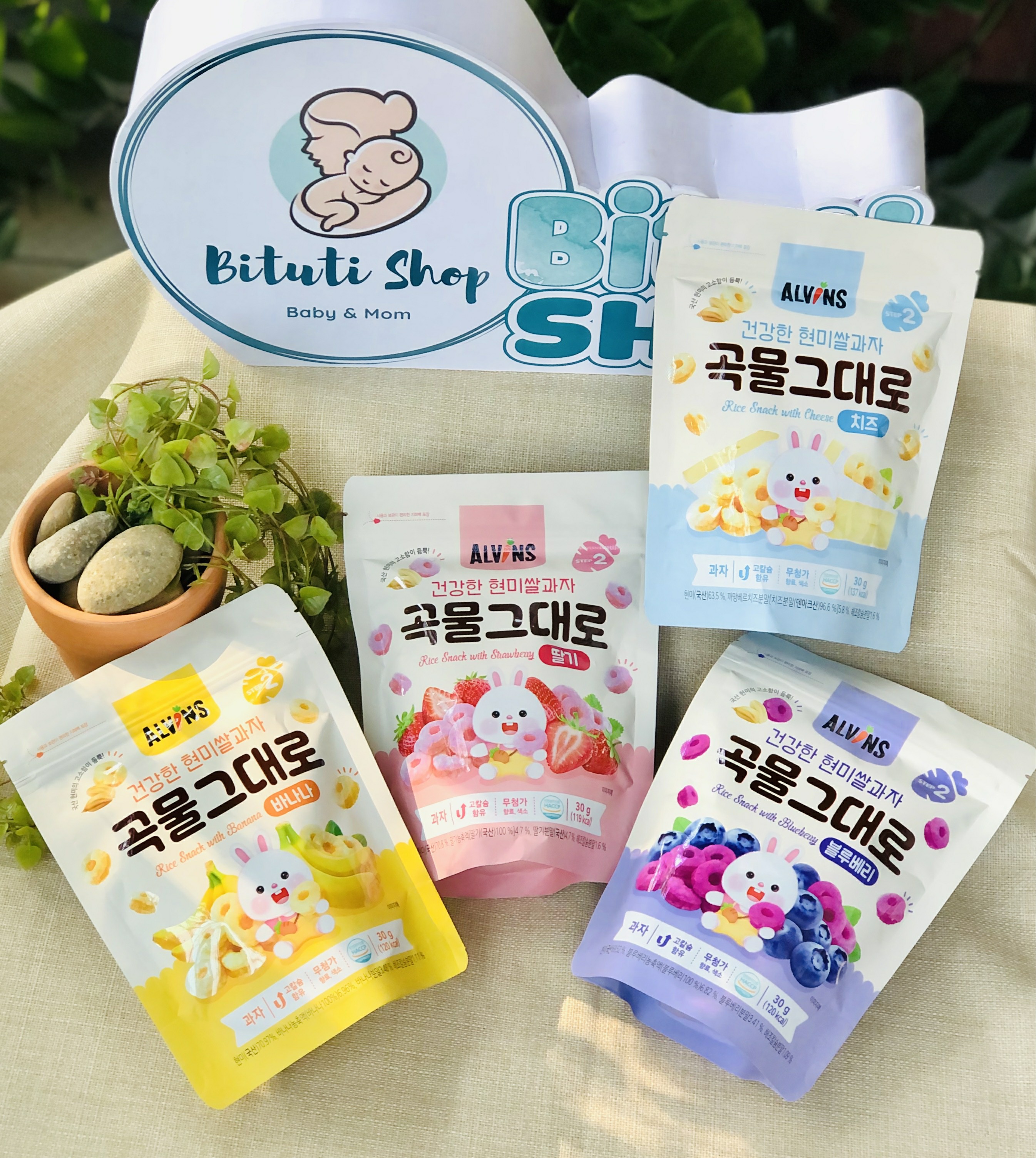 Bánh Gạo Lứt Hữu Cơ Alvins vị trái cây cho bé ăn dặm từ 7tháng