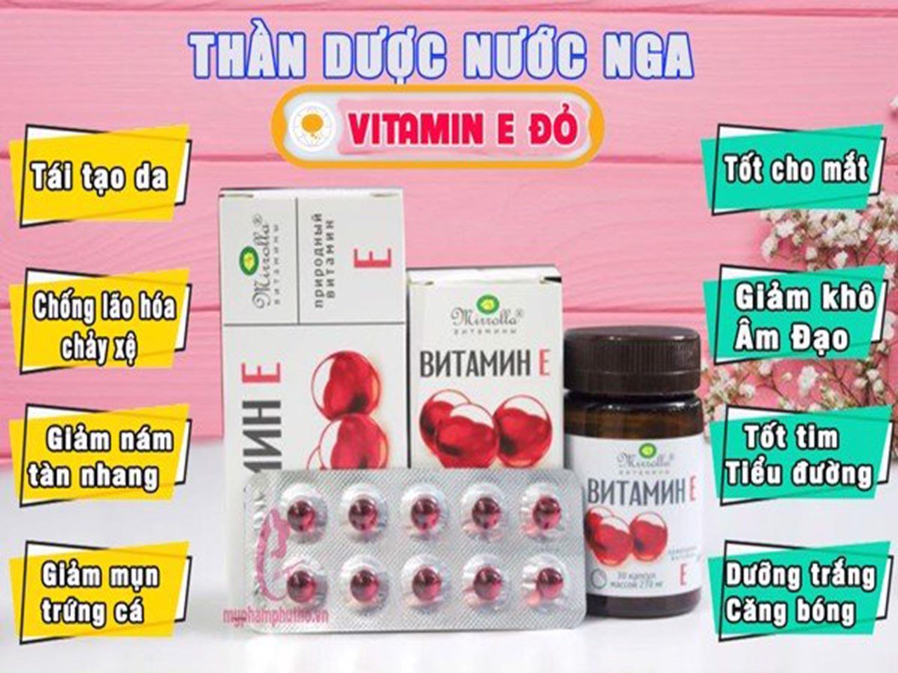 Vitamin e đỏ của nga mirrolla 400mg - hũ nhựa - nắp nâu - chính hãng nga