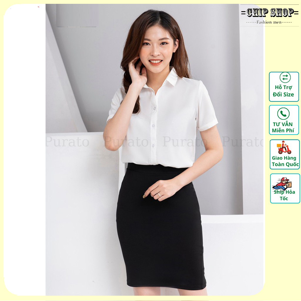 Áo Sơ Mi Nữ Trơn Ngắn Tay Công Sở, Nhiều Màu Chọn Lựa Chất Vải Kate Mịn Thoáng Mát