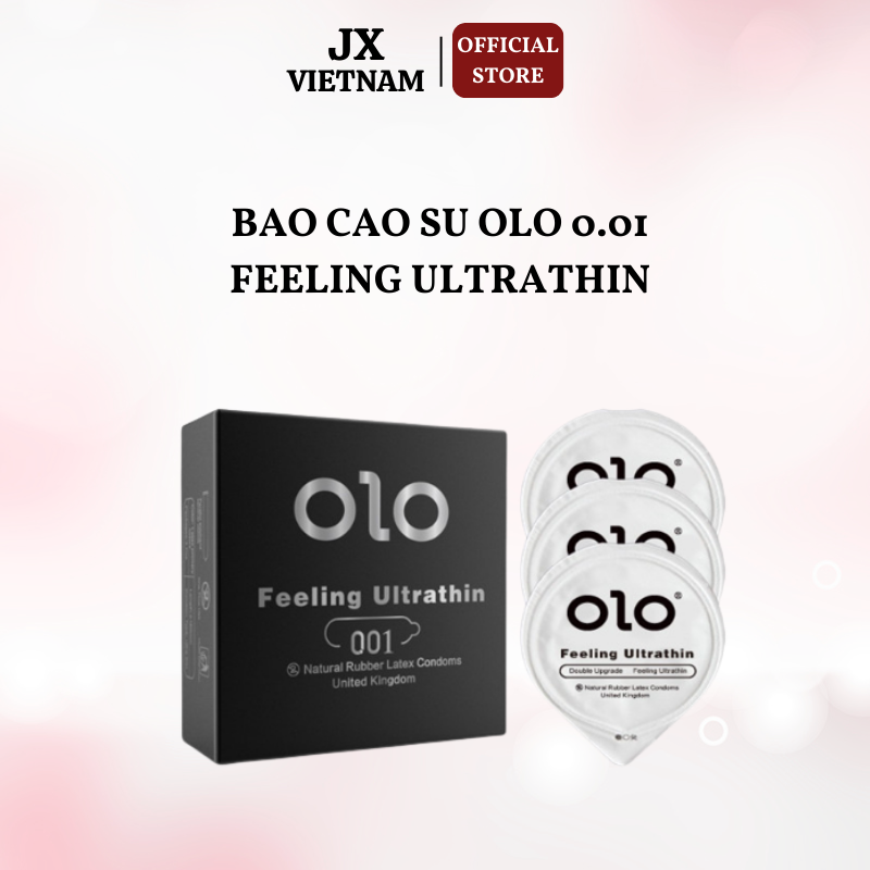Bao cao su OLO siêu mỏng 0.01mm Feeling Ultra Thin màu đen - hộp 3 chiếc