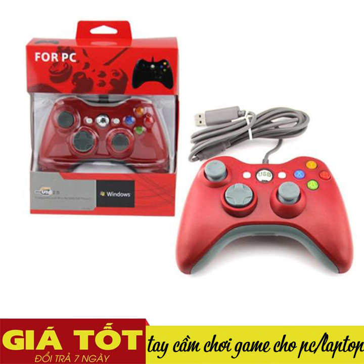 Tay cầm chơi game cho PC/Laptop cổng USB đen máy chơi game tay cầm có rung nút chơi game, Tay cầm chơi game USB for PC 360 có dây