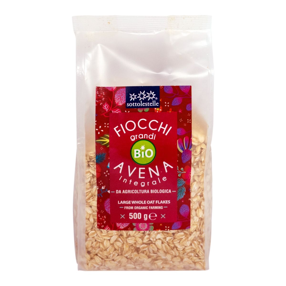 Yến mạch nguyên cám hữu cơ cán lớn Sottolestelle 500g – Fiocchi Grandi di Avena Integrale