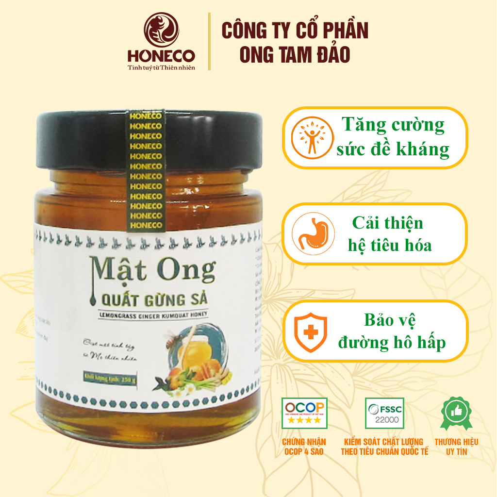 Mật ong quất gừng sả Honeco 250g