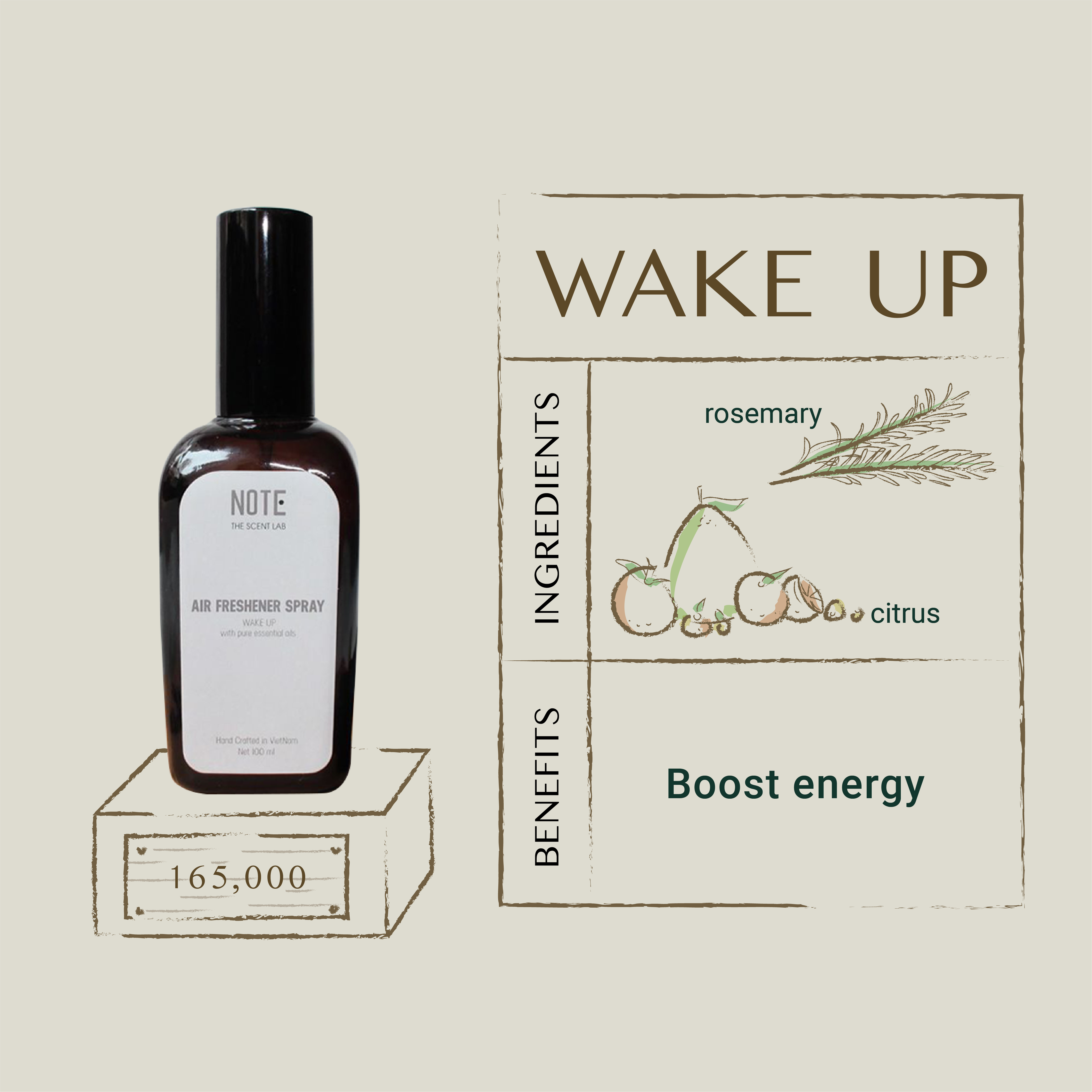 [HCM]Chai xịt làm sạch không khí 3in1 WAKE UP 100% Aromatherapy NOTE - The Scent Lab