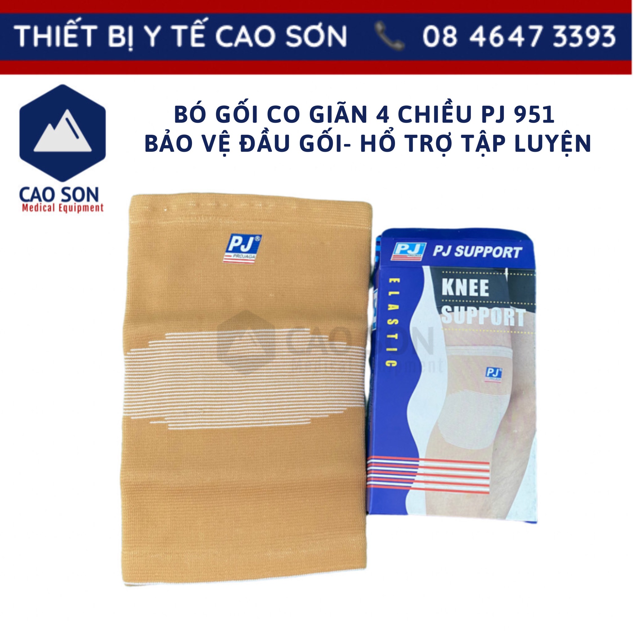 Bó gối co giãn 4 chiều PJ 951 bảo vệ đầu gối- hổ trợ tập luyện