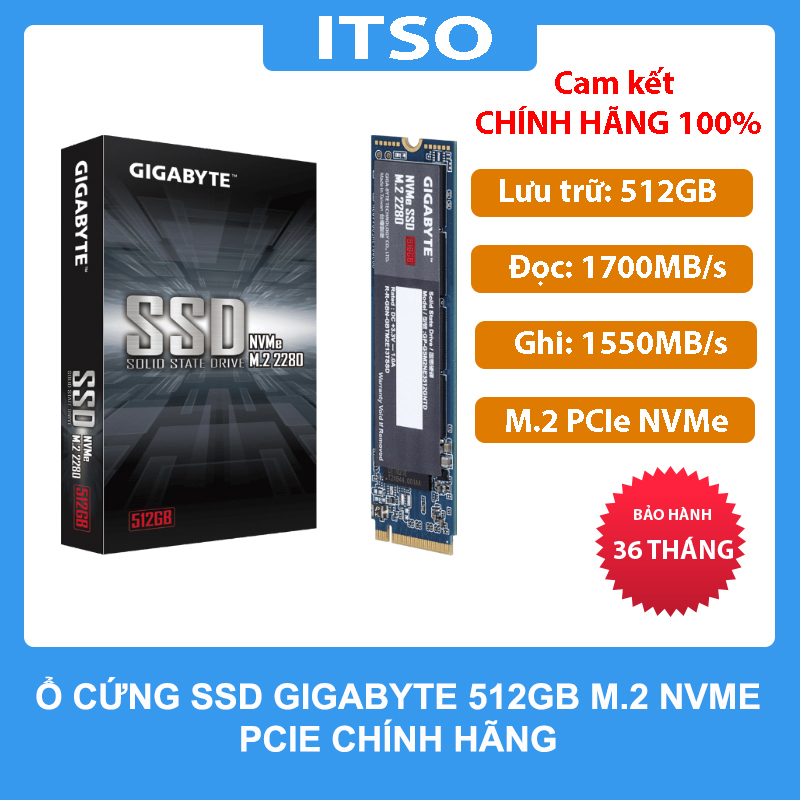 Ổ cứng ssd gigabyte 512gb m.2 nvme pcie gen3x4 chính hãng