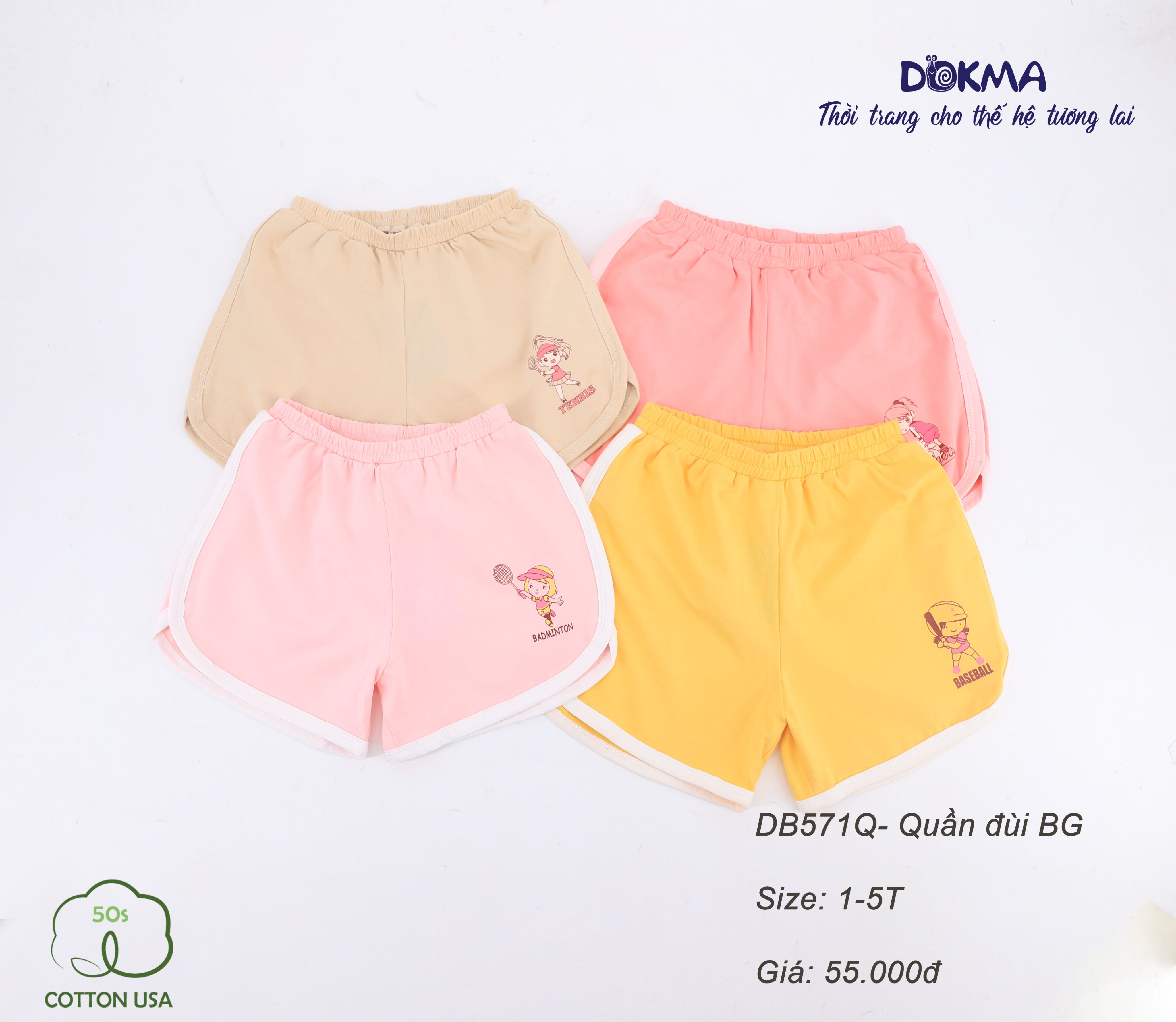 DB571Q Quần cộc bé gái Dokma(1-5T) dành cho các bé có cân nặng 9kg đến 17kg
