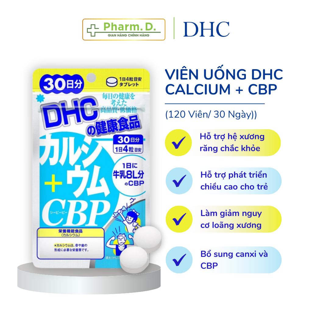 Viên Uống DHC Calcium + CBP Nhật Bản Bổ Sung Canxi, Hỗ Trợ Tăng Chiều Cao