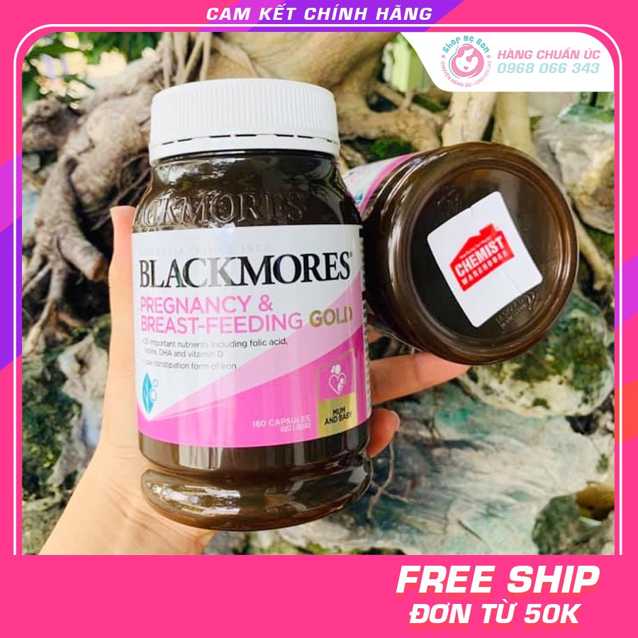 Date 2022, Vitamin tổng hợp Blackmores Pregnancy Breast-Feeding Gold cho mẹ bầu và sau sinh 180v - Úc