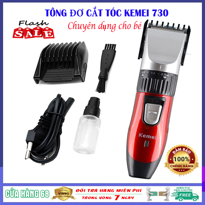[ GIÁ RẺ  VÔ ĐỊCH ] Tông đơ cắt tóc giá rẻ Kemei 730 - Tăng đơ hớt tóc chuyên nghiệp không dây sạc pin cho người lớn, trẻ em, trẻ nhỏ, trẻ sơ sinh an toàn tiện dụng - Cửa hàng 68