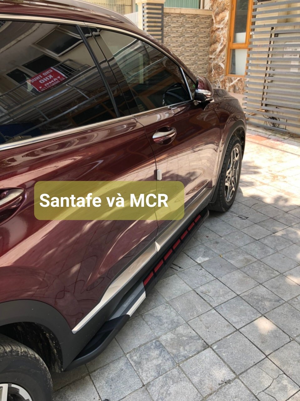 Bậc lên xuống, bệ bước chân Huyndai Santafe, siêu KM, nhôm đúc 100%