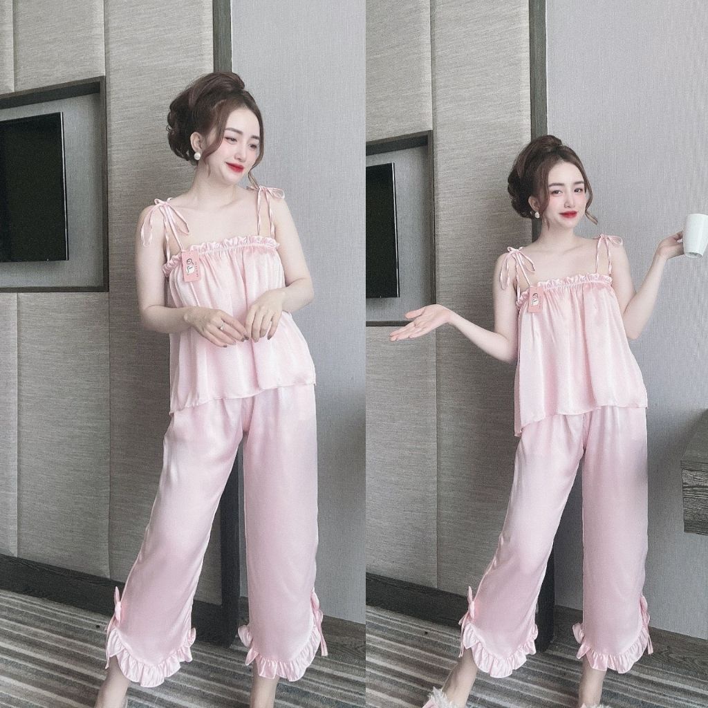 Đồ ngủ nữ bigsize miky, đồ ngủ sexy lụa satin cao cấp mềm mại xinh xắn < 60kg