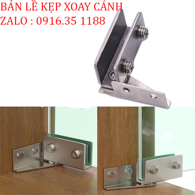 Bộ 2 bản lề kẹp xoay cánh cửa - bản lề cửa tủ không đục lỗ kèm kẹp xoay - nhấn nhả cánh tủ