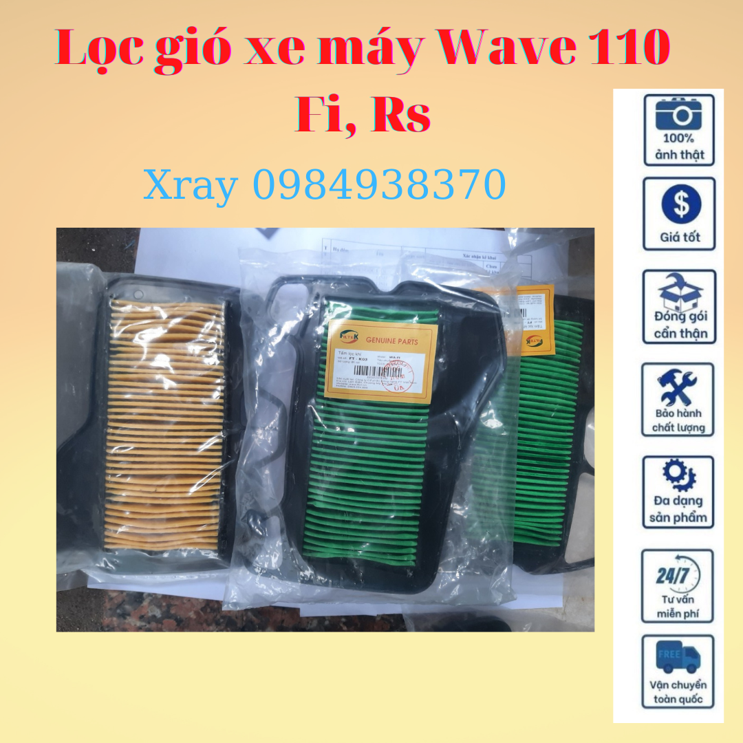 Lọc gió xe máy wave 110, fi, rs