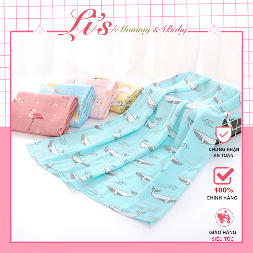 Khăn tắm cho bé Muslin Swaddle sợi tre siêu mềm siêu thấm hút đa năng choàng quấn ủ kén cho bé sơ sinh Mã K39