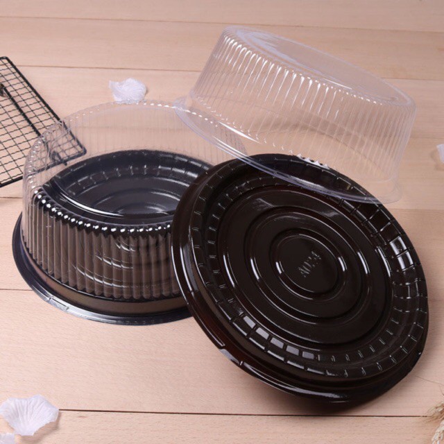 Lốc 50 - 100 hộp đựng bánh tròn a024 đế nâu , đế đen giao mầu ngẫu nhiên