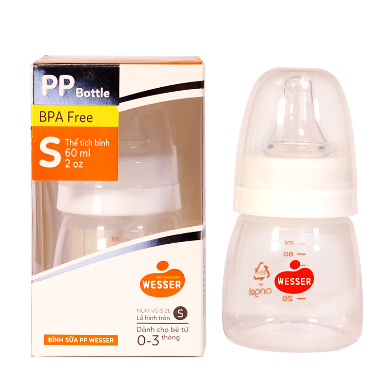 Bình sữa PP Wesser cổ hẹp 60ml