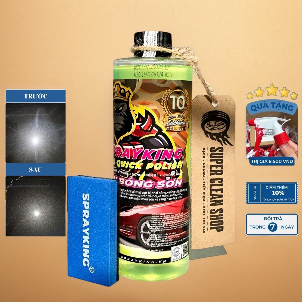 Lau bóng sơn sprayking làm bóng dàn áo, chi tiết nhựa nhám bóng đẹp 100%