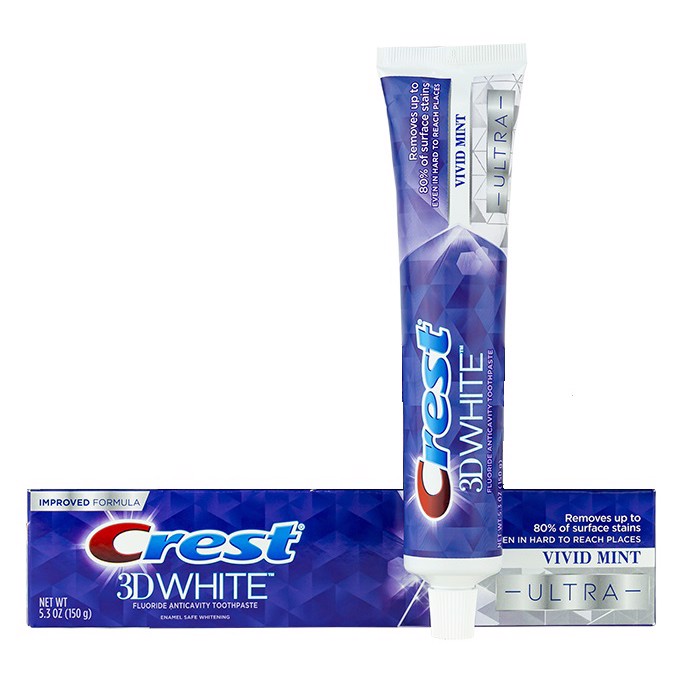 Kem đánh răng C.r.e.s.t 3D White Vivid Mint Ultra của Mỹ tupe 158gr