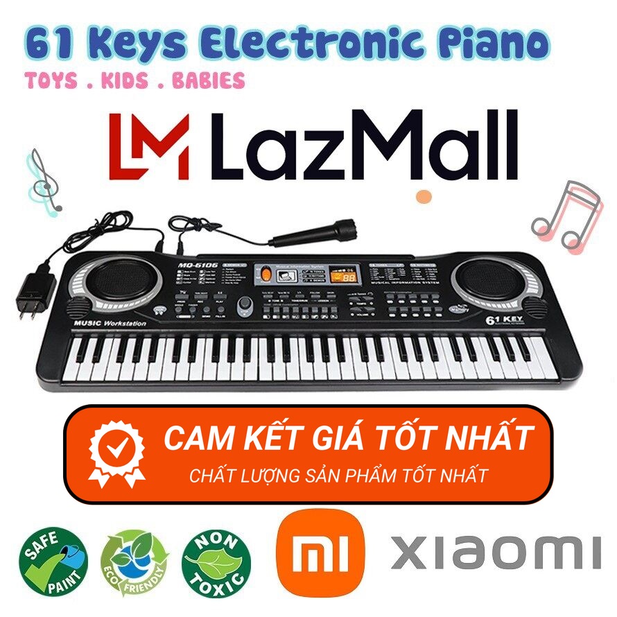 LazMall Siêu Sale Đồ Chơi Âm Nhạc, Đàn Đồ Chơi Cho Bé Phát Triển Trí Tuệ Đàn Piano Đồ Chơi Cho Bé Phát Triển Năng Khiếu Đàn Piano Điện Tử 61 Phím Cho Bé, Thiết Kế Đầy Đủ Tính Năng, Đi Kèm Micro Và Dây Nguồn, Sử Dụng Công Nghệ Xiaomi Mới Nhất
