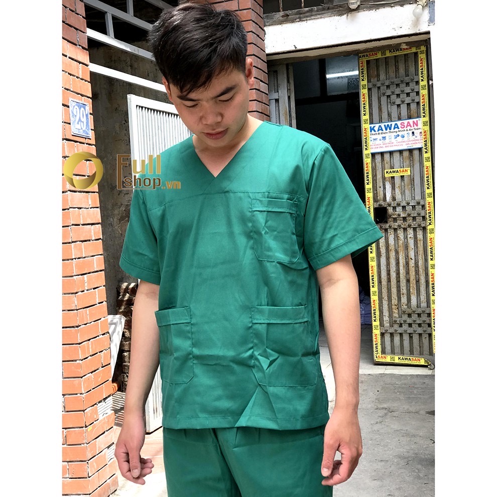 Bộ quần áo phẫu thuật nam cộc tay - Bộ áo phẫu thuật bác sĩ nam, đồng phục thẩm mỹ viện, làm đẹp, spa