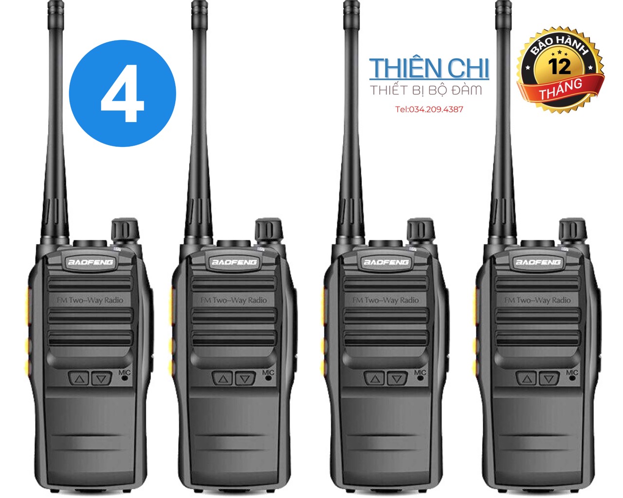Bộ 04 máy bộ đàm chính hãng baofeng bf-s88 , âm thanh nghe rõ không rè, pin dung lượng cao, có đèn flash, bảo hành 12 tháng