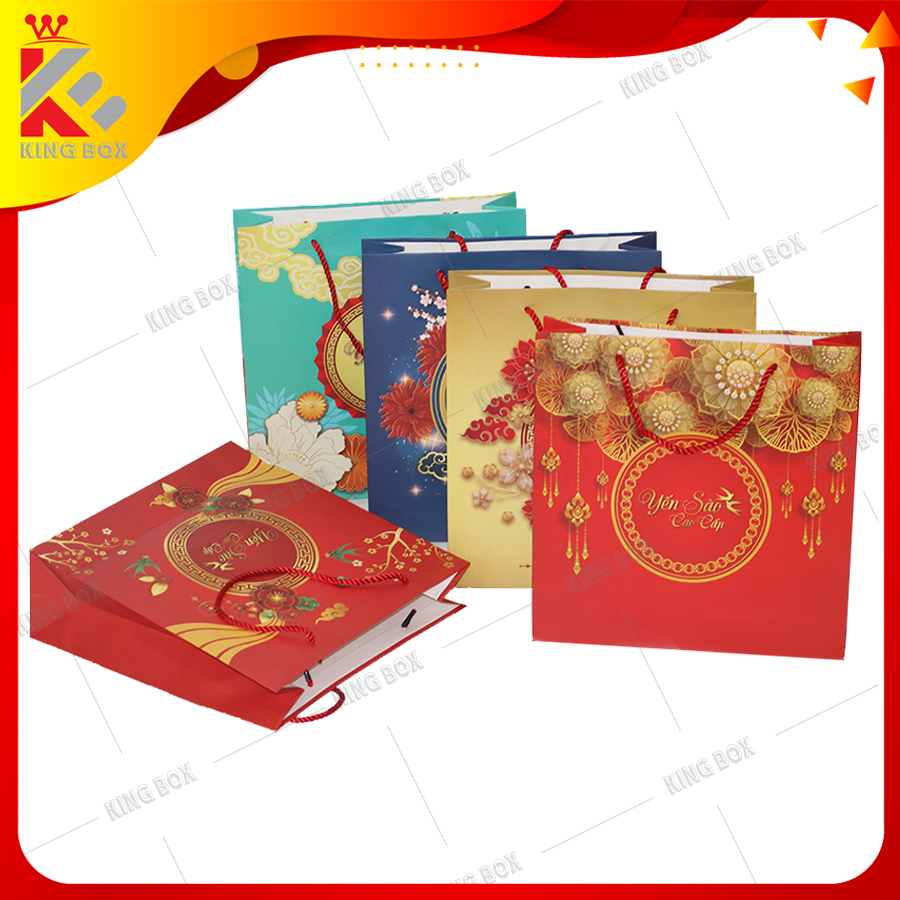 Túi giấy đựng yến sào cao cấp đựng vừa hộp hoa mai 100g và 2 hộp đựng đường táo