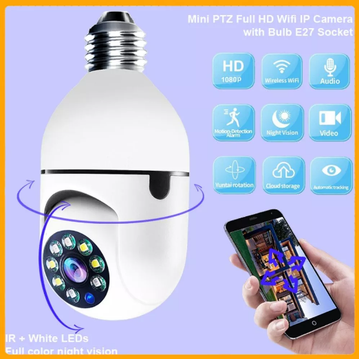 Camera kết nối wifi không dây , xoay 360 độ , camera an ninh không dây , camera ip wifi dùng cho gia đình , camera wifi yoose hk211 bóng đèn , ban đêm có màu , camera tích hợp chuôi bóng đèn dễ dàng trong việc lắp đặt .