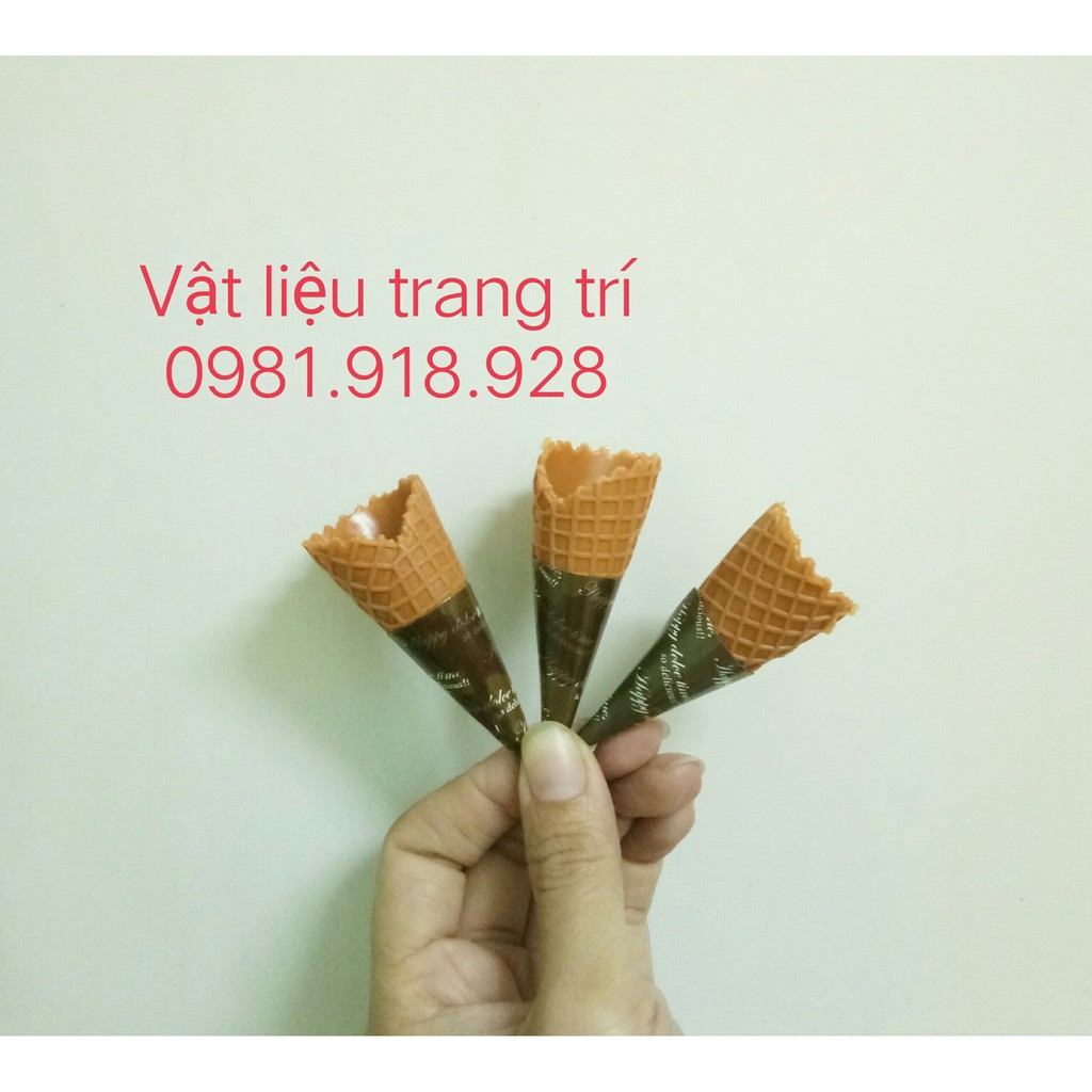 Vỏ kem ốc quế charm slime phụ kiện trang trí
