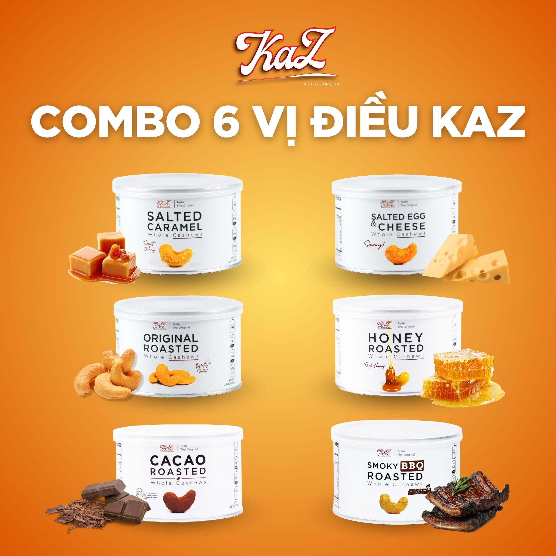 Combo 6 vị điều kaz cao cấp lon thiếc