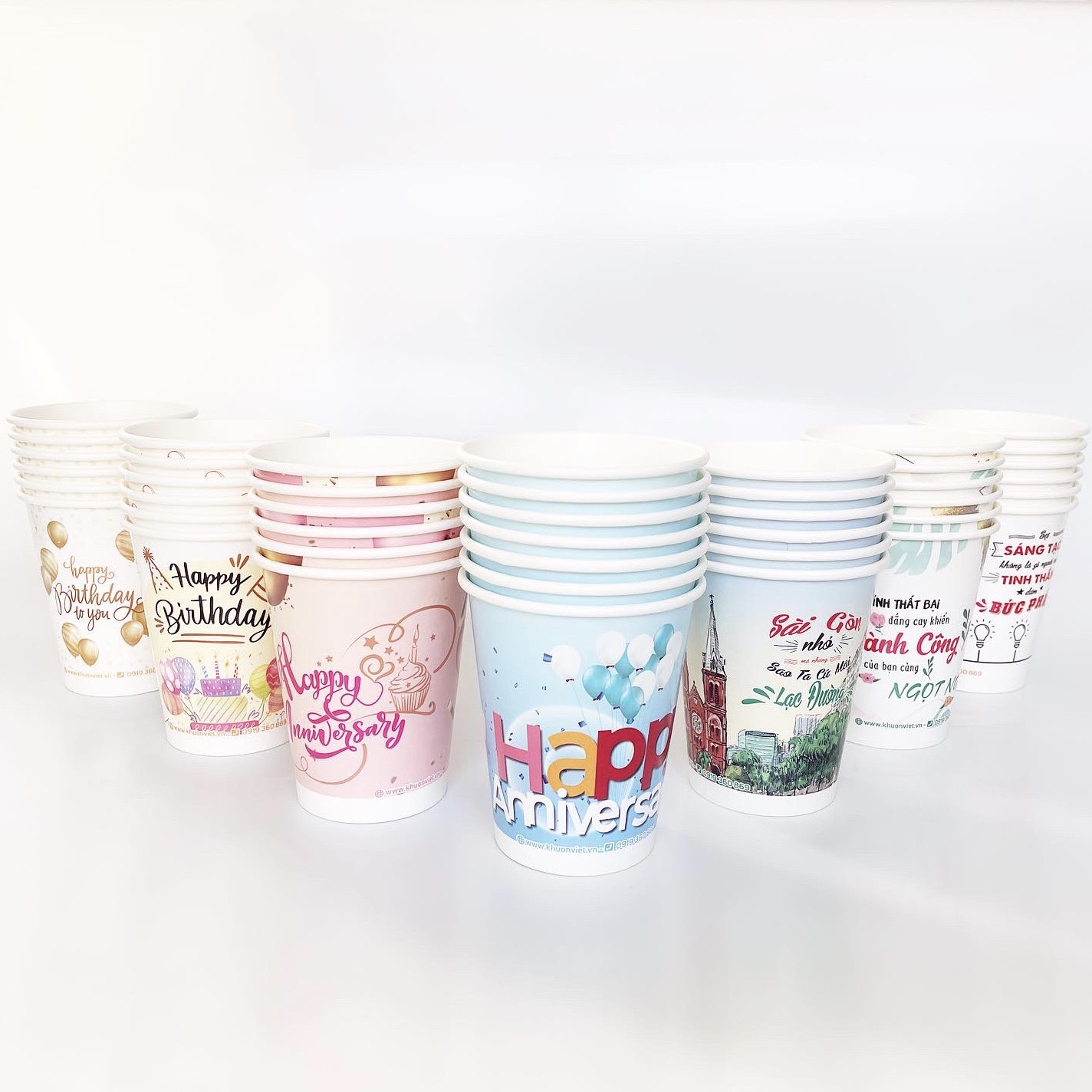 [KV] Ly giấy 12oz~354ml - Lốc 50 ly giấy có in họa tiết