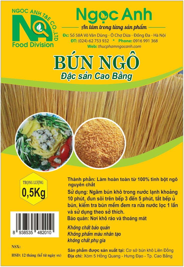 Bún ngô 500g- bún khô cao bằng