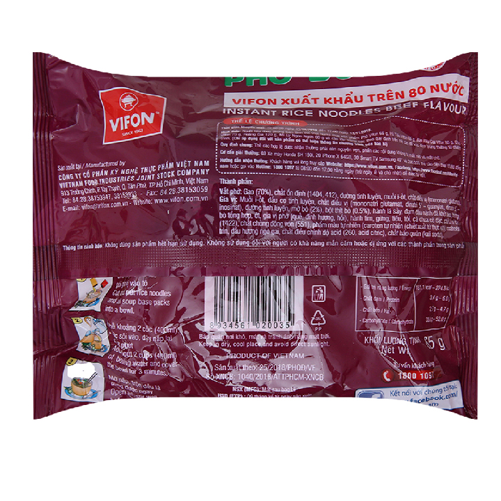 Phở bò ăn liền Vifon 65g