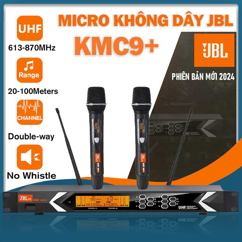 Micro Karaoke Không Dây JBL KMC9 Micro Không Dây Chống Hú Thế Hệ Mới Sóng Siêu Khỏe Hát Cực Nhẹ Tần Số Sóng Ổn Định Loại Bỏ Tiếng Ồn Tạp Âm Dùng Cho Karaoke Gia Đình Dàn Karaoke Kinh Doanh