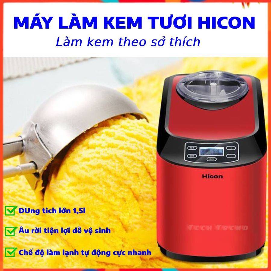 Máy làm kem tươi tự động làm kem lạnh cực nhanh dung tích lớn 1.5L Đồ làm kem tươi tại nhà âu dời tiện lợi dễ vệ sinh