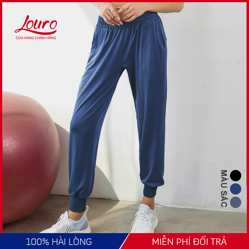 Quần Jogger tập Gym, Yoga Louro QL40, kiểu quần tập Gym nữ ống rộng bo gối, dễ kết hợp quần áo tập gym, đồ tập gym, bộ đồ tập gym nữ, chất liệu cực đẹp, thoáng mát, co giãn 4 chiều