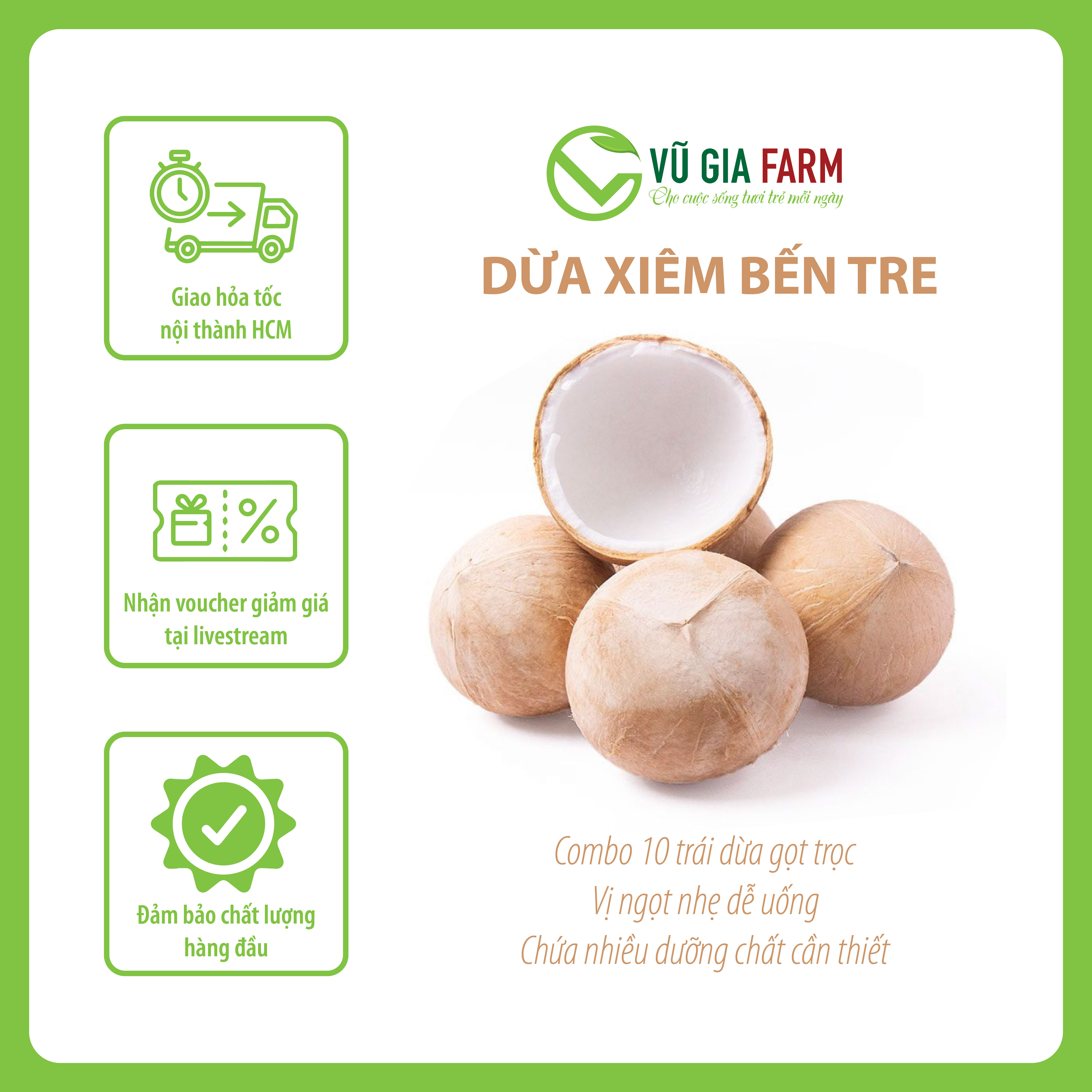 [HCM] Dừa Xiêm Gọt Bến Tre – tiện lợi, mát lành, dễ dùng