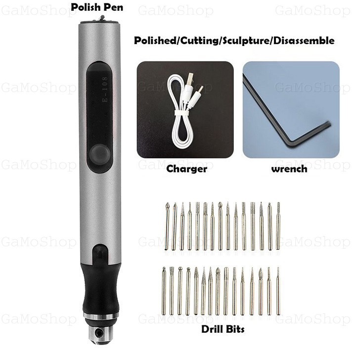Máy mài khắc mini thông minh đa năng e108 kèm bộ 30 mũi mài khắc