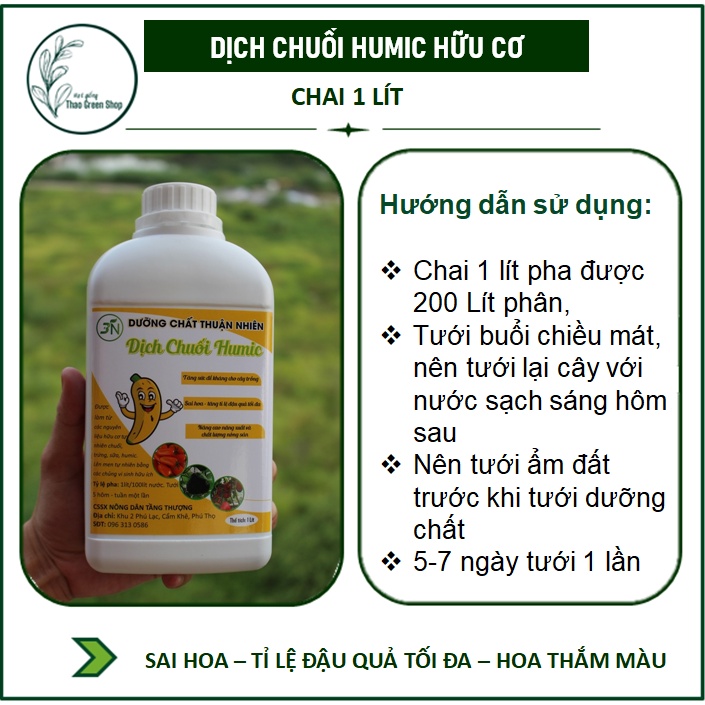 Dịch chuối humic hữu cơ - bón giai đoạn ra hoa chai 1 lít