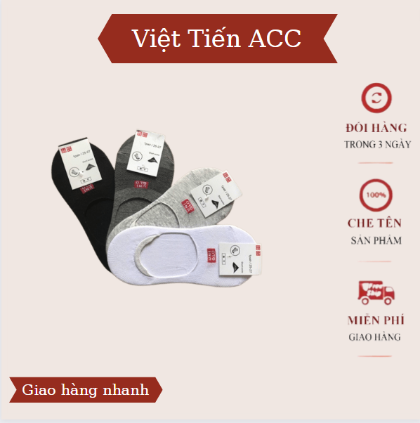Bộ 05 đôi tất vớ lười nam UNI chất liệu 100% cotton co giãn 4 chiều thấm hút mồ hôi giúp khử mùi kháng khuẩn rất tốt,chất vải mềm,nhẹ,mịn màng,không bì xù lông khi sử dụng AC-99 Việt Tiến