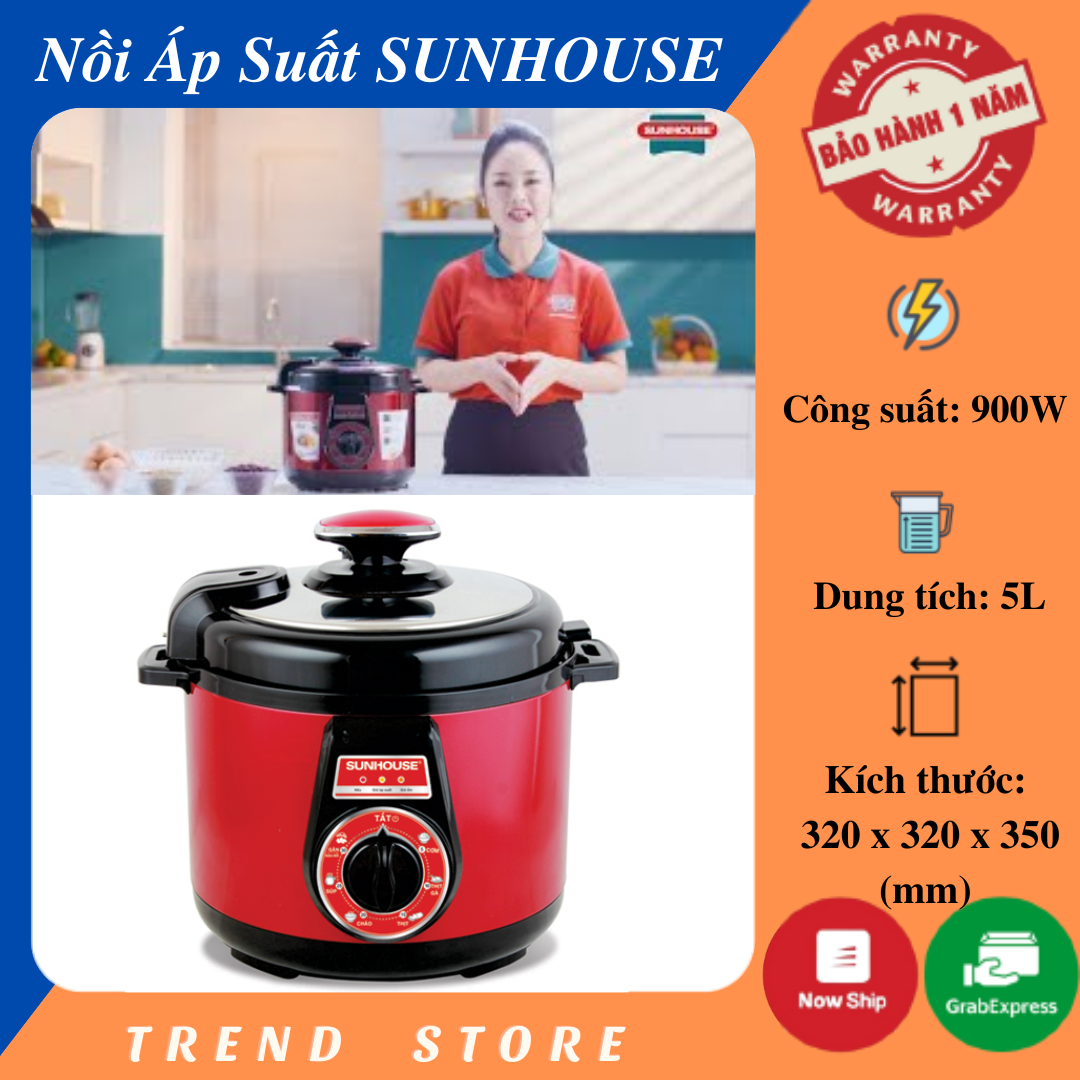 Nồi áp suất Sunhouse SHD1552R dung tích 5l , 3 lớp chống dính , nấu cơm, canh, hấp, hầm đa năng - Bảo Hành 12 Tháng , nồi áp suất điện sunhouse , nồi áp suất điện đa năng , nồi áp suất điện đa năng sunhouse