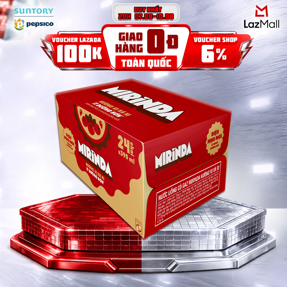 [SALE 8.8] Thùng 24 Chai Nước Giải Khát Mirinda Xá Xị (390ml/chai)