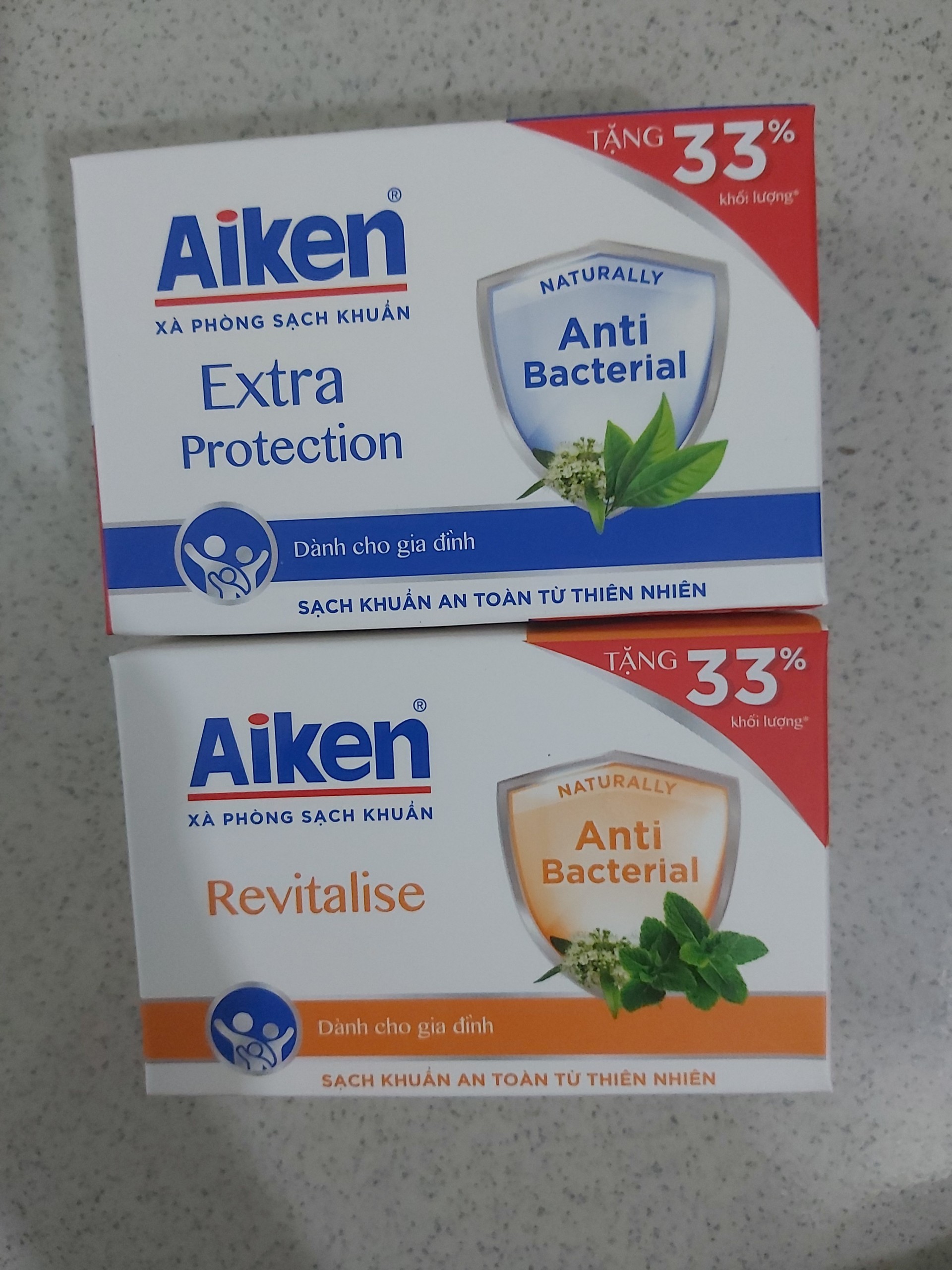 Aiken - Xà bông cục sạch khuẩn cho gia đình Aiken 120g