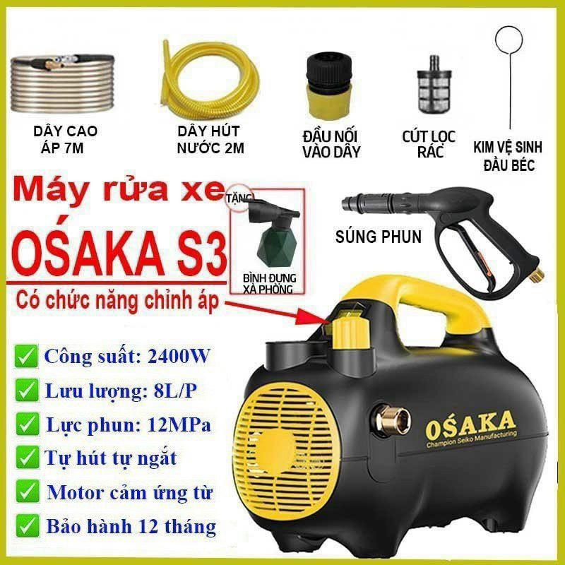 Máy rửa xe chỉnh áp osaka s3 2400w rửa máy lạnh