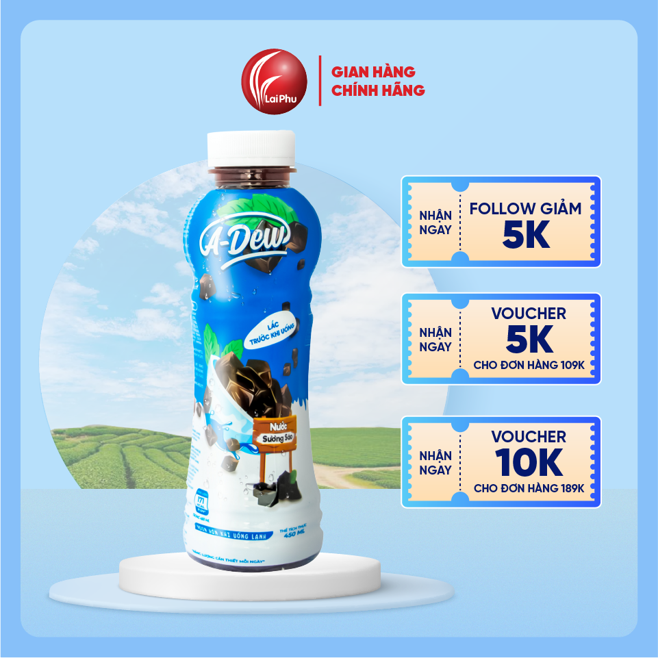 Nước sương sáo a-dew chai 450ml - lốc 6 chai