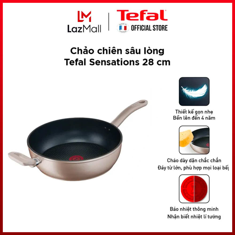 Chảo sâu lòng chống dính đáy từ Tefal Sensations 28cm dùng cho mọi loại bếp - Gian hàng chính hãng bảo hành 2 năm