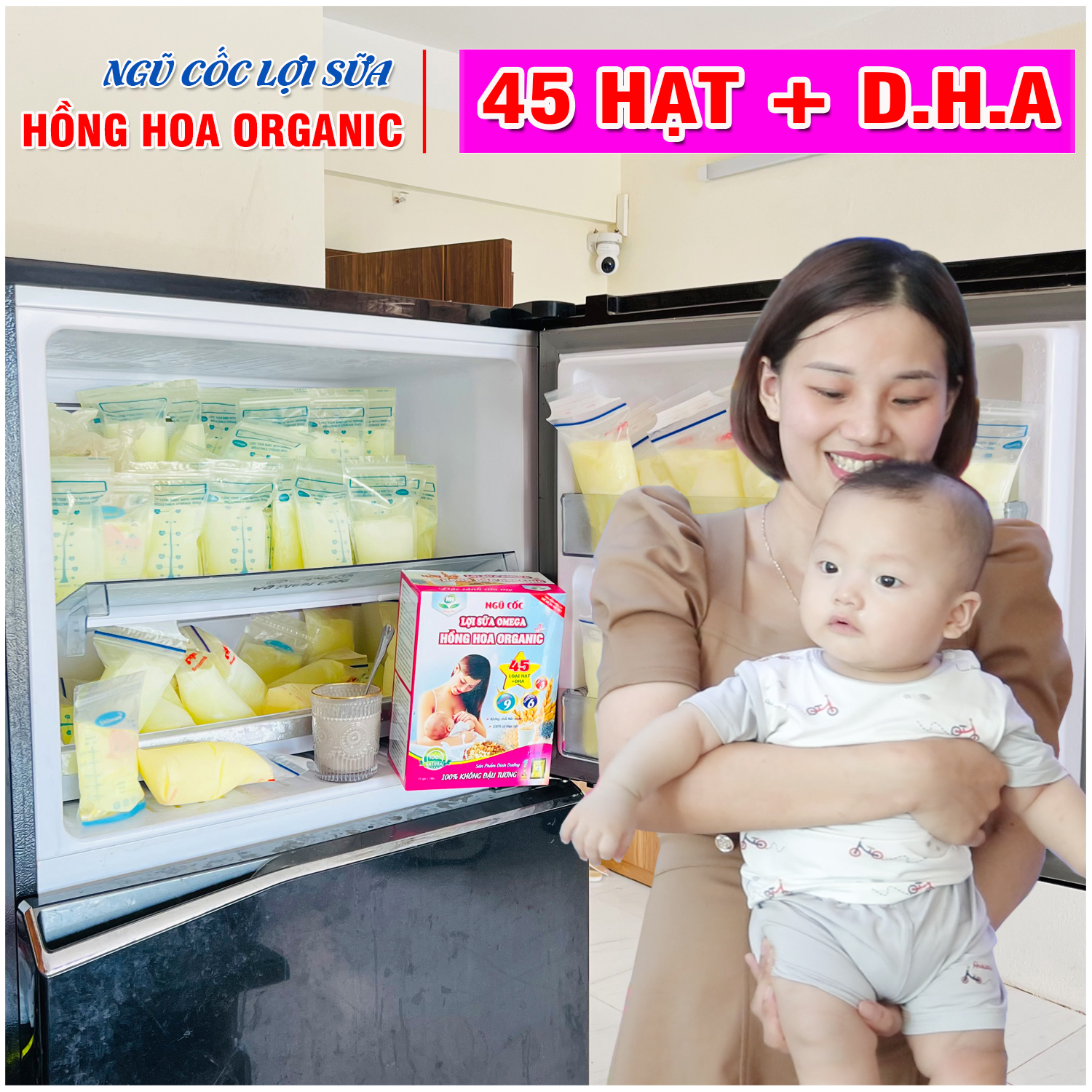 Ngũ Cốc Lợi Sữa 45 Hạt Hồng Hoa Organic Gọi Sữa Siêu Nhanh